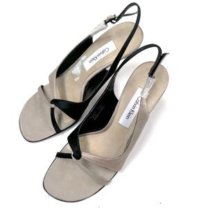 Calvin Klein Pamela Heels Size 6.5 Black Champagne NWOT Never Worn